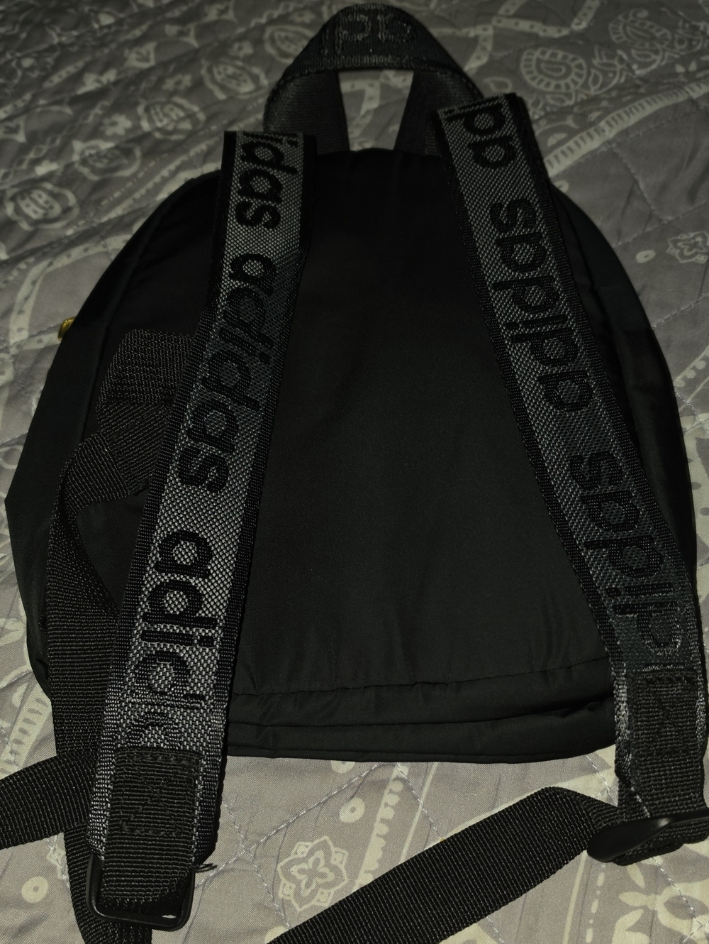 adidas Black Mini Logo Backpack with Gold Zipper Accents - Picture 2 of 2